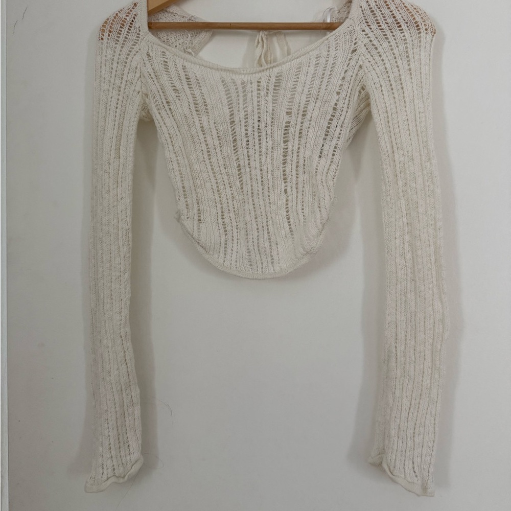 H&M Off-White Textured Knit Top
